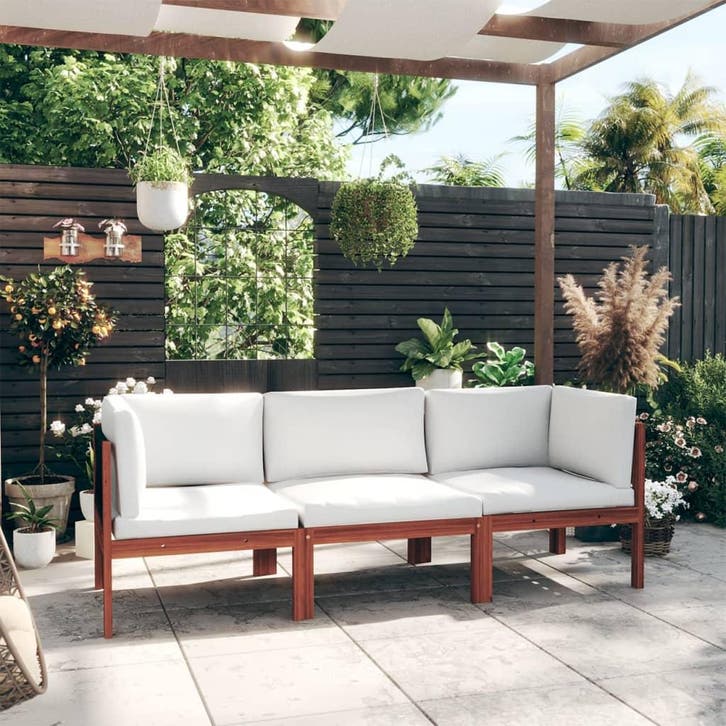 vidaXL 3-zits tuinbank met kussen acaciahout & touw, Tuin en Terras, Tuinsets en Loungesets, Nieuw, Hardhout, Verzenden