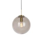 Moderne hanglamp messing met smoke glas 30 cm - Ball, Huis en Inrichting, Lampen | Hanglampen, Verzenden, Nieuw, Glas, Modern