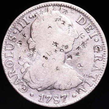 Spanje. Carlos III. 8 Reales Acuñados en ceca de Ciudad de