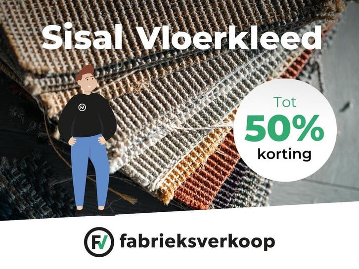 Sisal Vloerkleed | 50% Korting | OP=OP Luxe in Huis!, Huis en Inrichting, Stoffering | Tapijten en Kleden, 200 cm of meer, 200 cm of meer