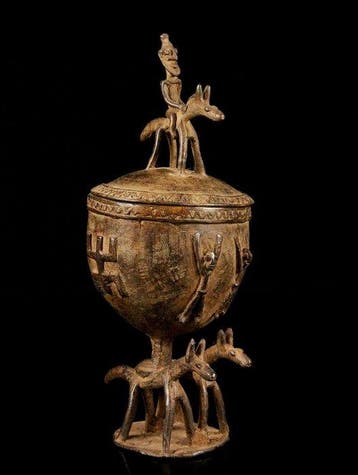 Bronzen vat, Ruiter - Dogon - Mali