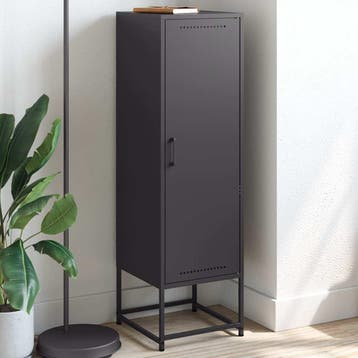 vidaXL buffetkast 36x39x123 cm staal zwart, Minder dan 50 cm, Verzenden, 100 tot 150 cm, Nieuw