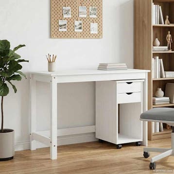 vidaXL Bureau Kas Set 2 st Wit Massief grenenhout, Verzenden, Nieuw