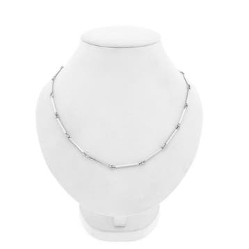 Witgouden staafjes schakelketting | 46 cm, Ophalen of Verzenden, Gebruikt, Goud, Goud