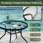 LIVSK Bistrotafel met Parasolgat - Glazen Blad met Golvende, Huis en Inrichting, Tafels | Sidetables, Verzenden, Nieuw