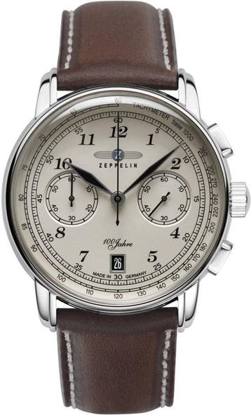 Zeppelin 7674-6 100 Jahre Zeppelin chronograaf horloge 42 mm, Overige merken, Staal, Verzenden, Polshorloge