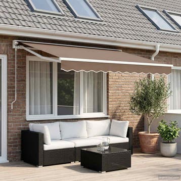 vidaXL Handmatig uitschuifbare luifel Taupe 5 x 3 m, Verzenden, Nieuw