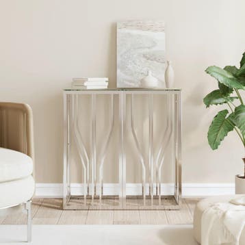 vidaXL Wandtafel 70x30x70 cm roestvrij staal en glas, Verzenden, Nieuw, 60 cm of meer