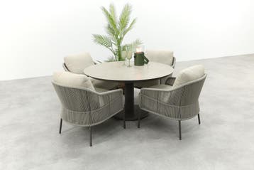 Taste Florence/Sarah ronde low dining tuinset Ø130 cm.-, Verzenden, Nieuw, Overige materialen, Tuinset