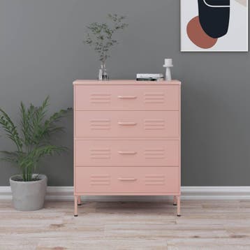 vidaXL Ladekast 80x35x101,5 cm staal roze, Kinderen en Baby's, Kinderkamer | Commodes en Kasten, Verzenden, Nieuw