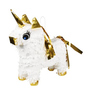 Minipiñata Unicorn Wit/Goud (21x17cm), Ophalen of Verzenden, Nieuw