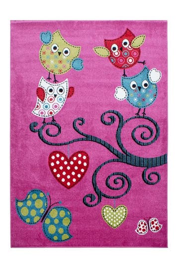 Kindervloerkleed | Kids | Uilen | Roze | 160x230 cm, Verzenden, Nieuw