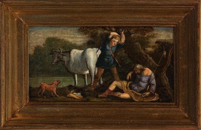 Italiaanse school (XVII) - Mercury and Argos, Antiek en Kunst, Kunst | Schilderijen | Klassiek