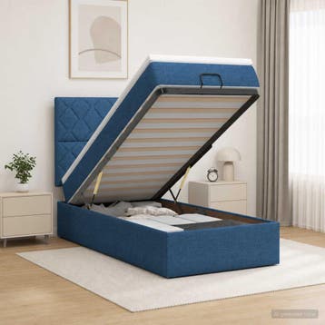 vidaXL Ottoman bed met matras met hoofdeinde Blauw 100 x 200, Verzenden, Nieuw, Eenpersoons, Blauw