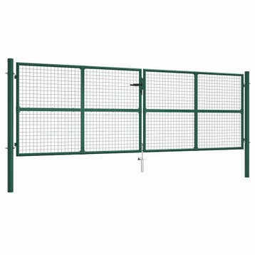 vidaXL Tuinhek van gaas staal 400x125 cm groen, Verzenden, Nieuw