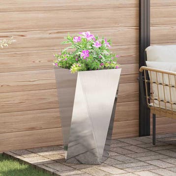 vidaXL Plantenbak Zilver 40 x 40 x 75 cm Roestvrij staal, Verzenden, Minder dan 60 cm, Nieuw, Metaal