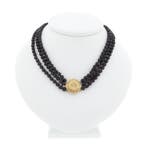 Antieke granaat kralen collier met gouden sier slot., Gebruikt, Overige kleuren, Ophalen of Verzenden, Met edelsteen