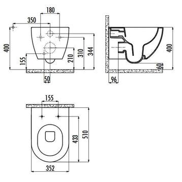 Wandcloset Creavit met Bidet Keramiek Mat Wit (Excl., Ophalen of Verzenden, Nieuw