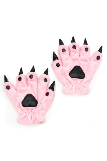 KIMU® Klauwen Handschoenen Lichtroze Pluche Handschoen Nagel, Ophalen of Verzenden, Nieuw, Feestartikel, Carnaval