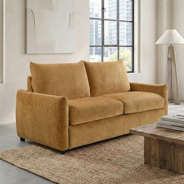 *WOONWINKEL* Slaapbank Met Matras Tweepersoons Honinggeel, Verzenden, Nieuw