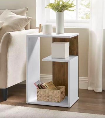Moderne Bijzettafel Walnootbruin en Wit - 40x30×60cm Hout, Huis en Inrichting, Tafels | Bijzettafels, Minder dan 55 cm, Verzenden