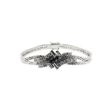 Witgouden armband met saffier en diamant 0,85 ct., Gebruikt, Ophalen of Verzenden, Met edelsteen, Goud