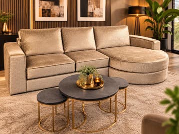 Hoekbank Edyta Croco Goud 290x150  Luxe Design, 125 tot 150 cm, Hotelchique, Hoekbank, Ophalen of Verzenden