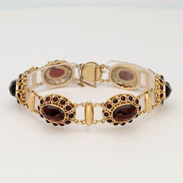 Armband - 14 karaat Geel goud - Granaat, Sieraden, Tassen en Uiterlijk, Armbanden, Nieuw