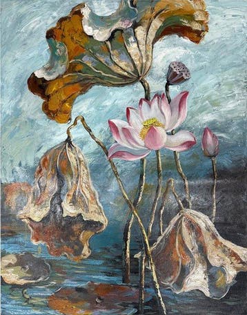 Hung Richard (1966) - Lotus 90 70 cm - No Reserve