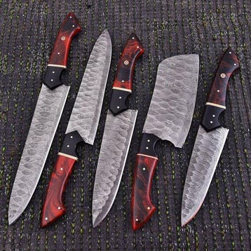 Keukenmes - Chefs knife - Gevouwen staal, hars en zwarte G