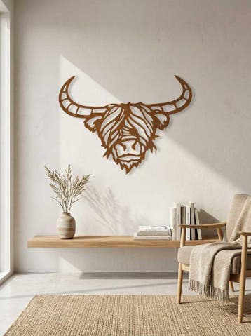 Schotse hooglander - kop van stier - Cortenstaal decoratie, Ophalen, Nieuw