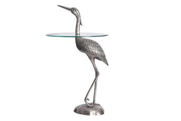 Ronde bijzettafel WILDLIFE HERON 90cm zilveren metalen, Ophalen of Verzenden, Nieuw