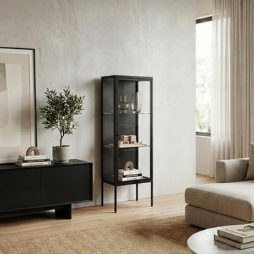 Vitrinekast Borshavisa 116x34x30 cm zwart [en.casa], Verzenden, Nieuw