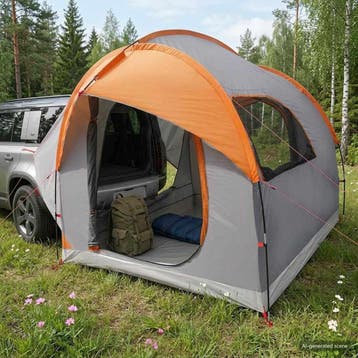 vidaXL Autotent Grijs en Oranje 239 x 210 x 210 cm Polyester, Verzenden, Nieuw, Tot en met 2
