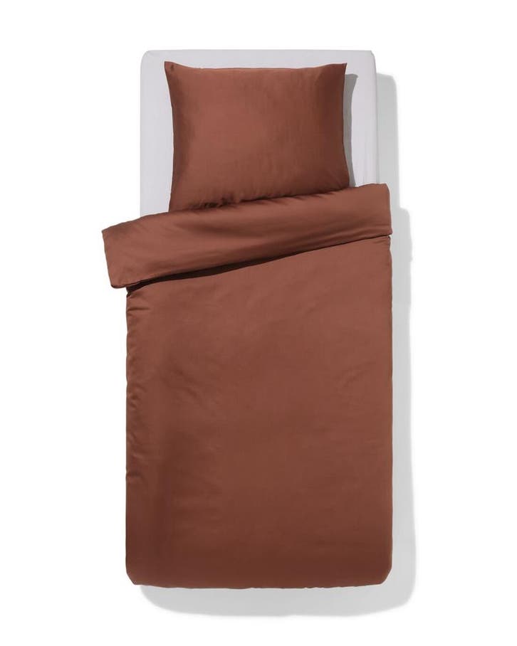 HEMA Dekbedovertrek 140x200/220cm hotel katoen satijn bruin, Huis en Inrichting, Slaapkamer | Beddengoed, Nieuw, Verzenden