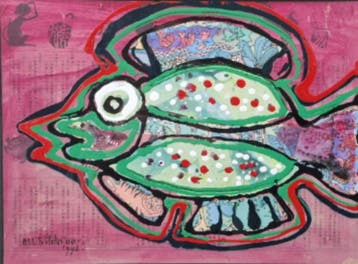 Afbeelding in lijst, Maya Wildevuur, Vis klein 3, 1996, Nieuw