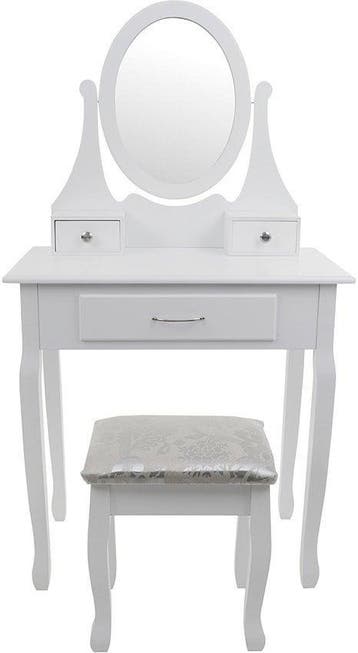 Make-up Tafel Wit | Kruk | 3 Lades | OP=OP, Ophalen of Verzenden, Nieuw, Modern