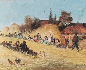 Mario Allegretti (1945) - Raccolta del grano, Antiek en Kunst