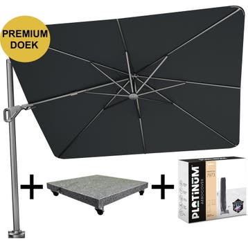 Nexus T2 premium zweefparasol 300x300 cm Faded Black met, Ophalen of Verzenden, Nieuw