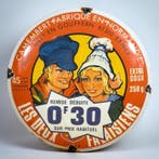Emaille plaat - Camembert Les Deux Falaisiens - Emaille, Antiek en Kunst