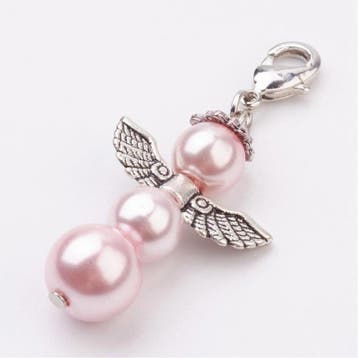 Geluks engeltje met clip on sluiting Roze 47mm (Bedels), Hobby en Vrije tijd, Ophalen of Verzenden, Nieuw, Bedel