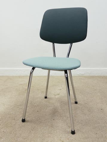 Mid century Keukenstoel, Ophalen, Mid century, Blauw, Zo goed als nieuw