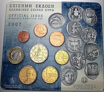 3,88 Euro,munten set 1 Cent-2 Euro 2007 Griechenland Repu..., Verzenden