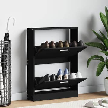 vidaXL Schoenenkast 59x17x81 cm bewerkt hout zwart, Verzenden, Nieuw