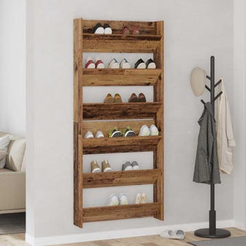 vidaXL Schoenenkast 2 st 84 x 18 x 90 cm Bewerkt hout Oud, Verzenden, Nieuw
