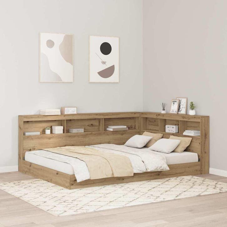 vidaXL Opberghoofdbord met plank Artisan Eiken 140 cm, Huis en Inrichting, Slaapkamer | Bedden, Bruin, Nieuw, Hout, Verzenden