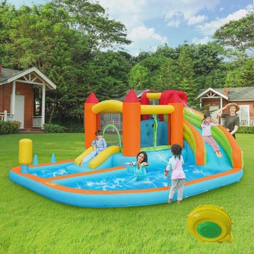 Opblaasbaar Kasteel met Waterbaan, Glijbaan, Trampoline & Wa, Verzenden, Nieuw