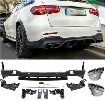 Diffuser + Uitlaatstukken (chrome) geschikt voor Mercedes