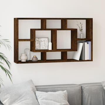 vidaXL Wandschap 8 vakken gerookt eiken, Verzenden, Nieuw