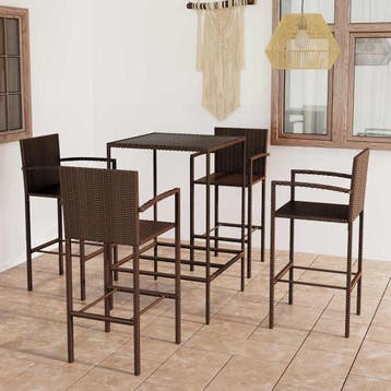 vidaXL 5-delige Tuinbarset poly rattan bruin, Verzenden, Nieuw, 4 zitplaatsen